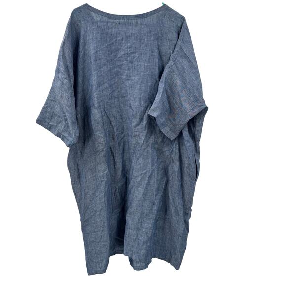 In The Field x Pietsie Womens OS Blue Lagenlook Side Pockets Cotton Dress - Picture 2 of 6